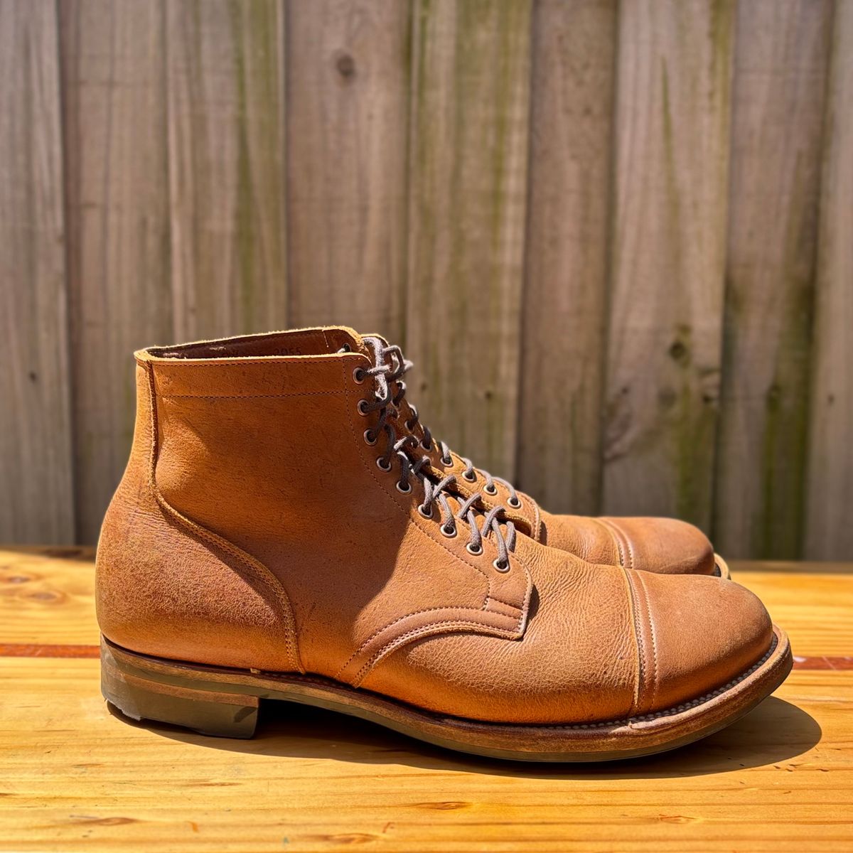 Photo by roycehamptontho on December 5, 2025 of the Viberg Service Boot in C.F Stead Nutmeg Waxed Kudu.