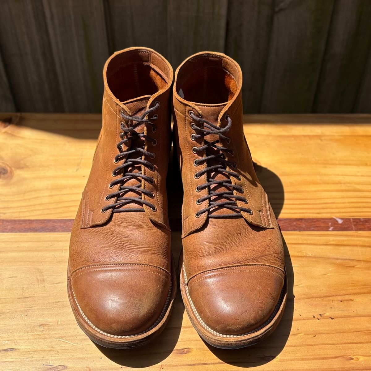 Photo by roycehamptontho on December 5, 2025 of the Viberg Service Boot in C.F Stead Nutmeg Waxed Kudu.