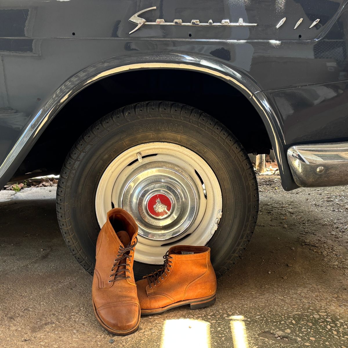 Photo by roycehamptontho on January 3, 2026 of the Viberg Service Boot in C.F Stead Nutmeg Waxed Kudu.