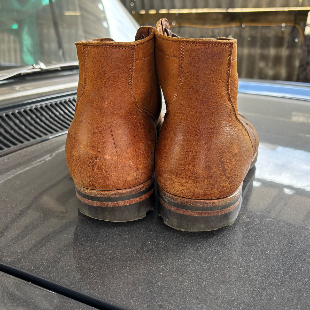 Photo by roycehamptontho on January 3, 2026 of the Viberg Service Boot in C.F Stead Nutmeg Waxed Kudu.