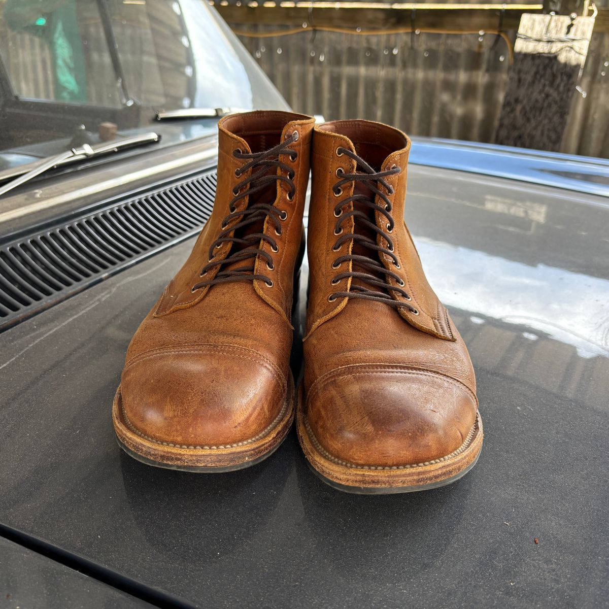 Photo by roycehamptontho on January 3, 2026 of the Viberg Service Boot in C.F Stead Nutmeg Waxed Kudu.