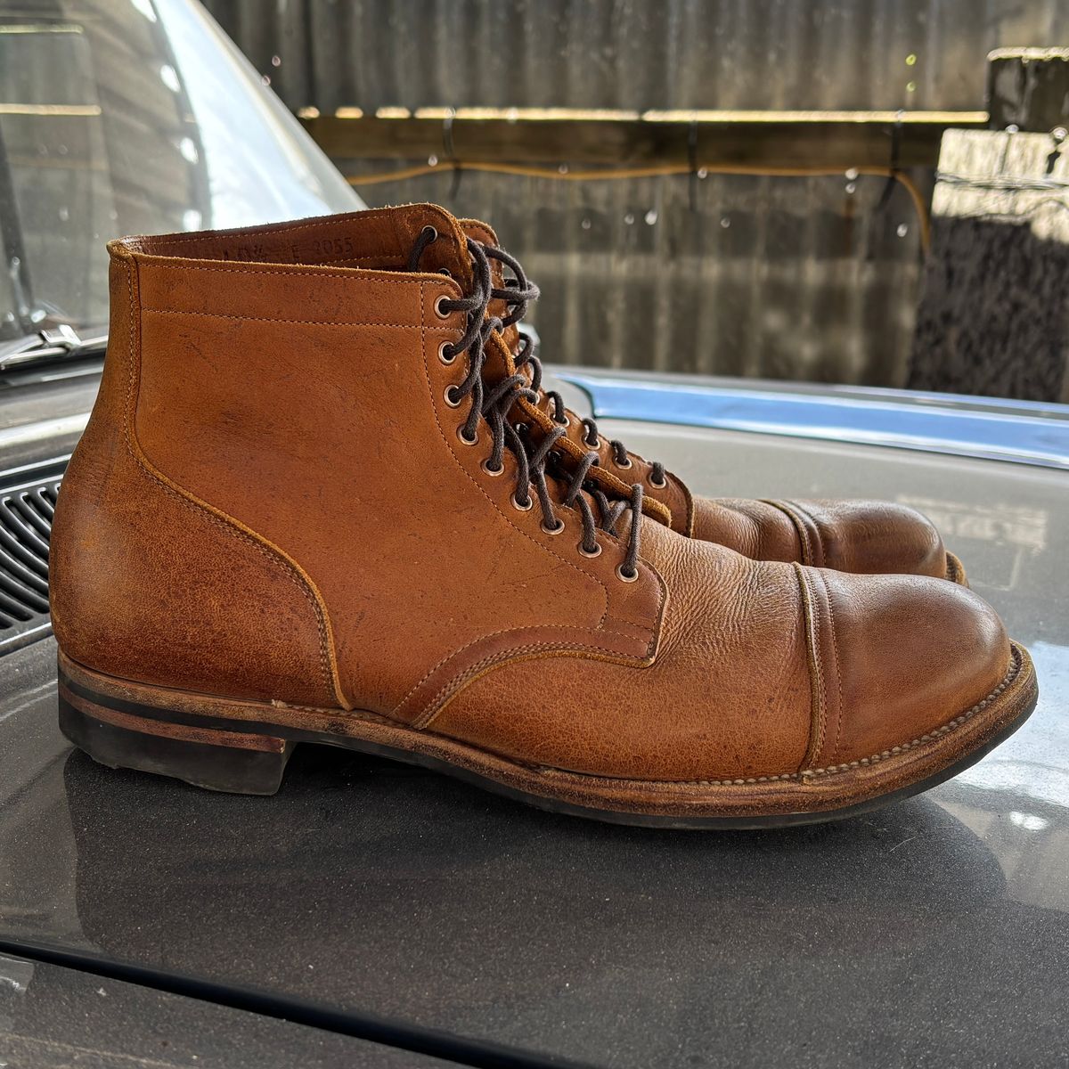 Photo by roycehamptontho on January 3, 2026 of the Viberg Service Boot in C.F Stead Nutmeg Waxed Kudu.