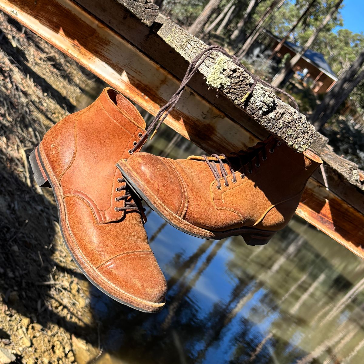 Photo by roycehamptontho on February 2, 2026 of the Viberg Service Boot in C.F Stead Nutmeg Waxed Kudu.