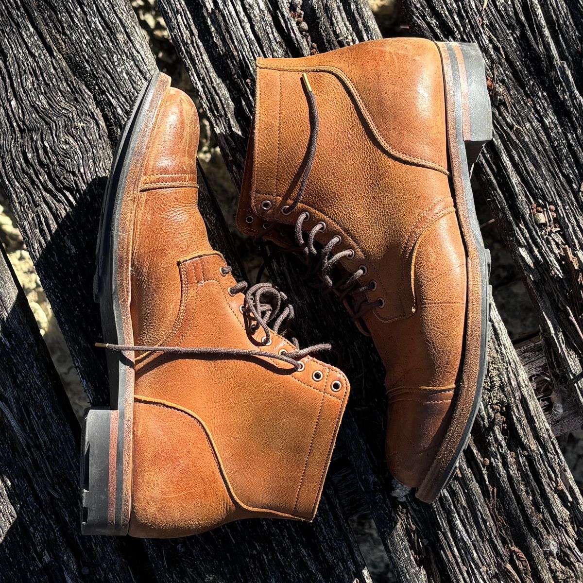 Photo by roycehamptontho on February 2, 2026 of the Viberg Service Boot in C.F Stead Nutmeg Waxed Kudu.