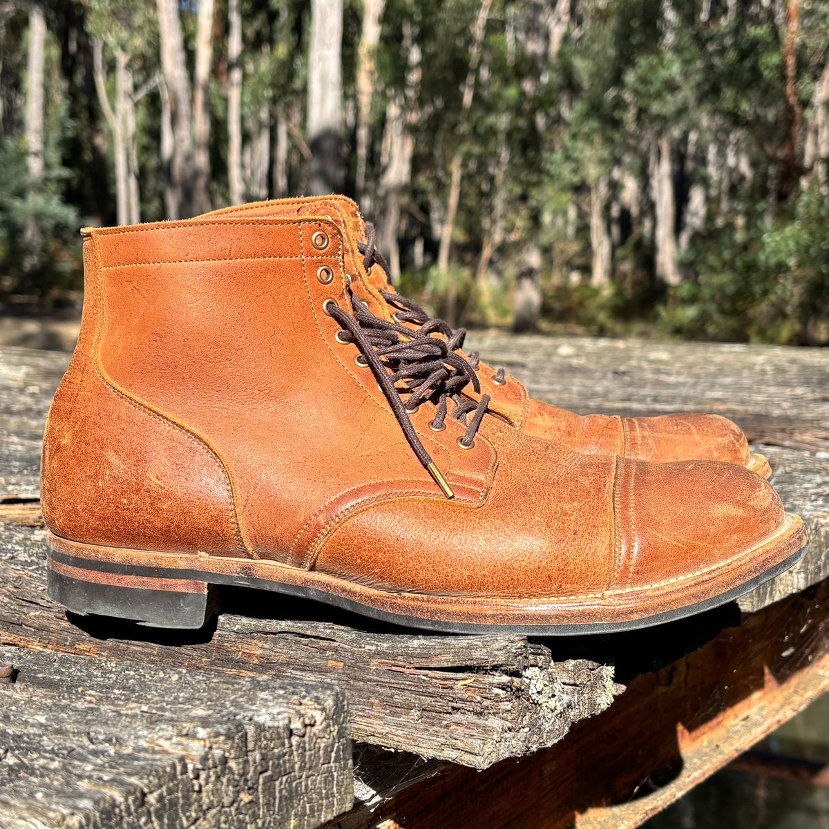 Photo by roycehamptontho on February 2, 2026 of the Viberg Service Boot in C.F Stead Nutmeg Waxed Kudu.