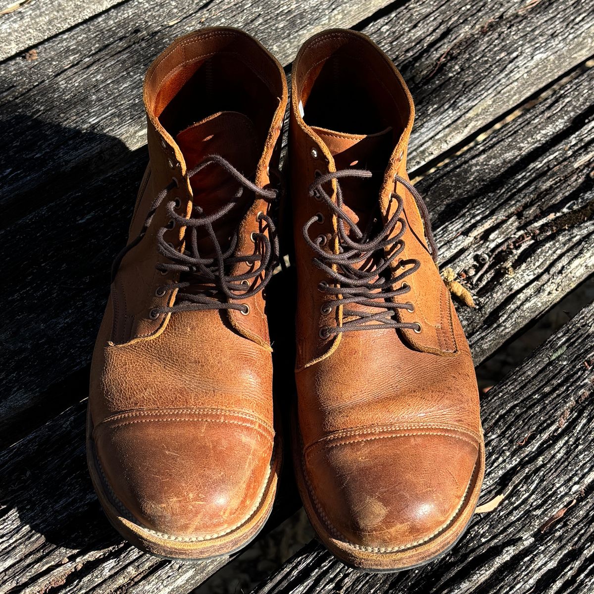 Photo by roycehamptontho on February 2, 2026 of the Viberg Service Boot in C.F Stead Nutmeg Waxed Kudu.