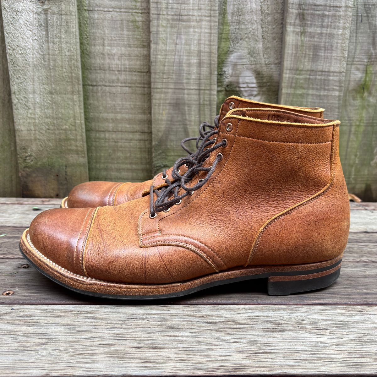 Photo by roycehamptontho on March 2, 2026 of the Viberg Service Boot in C.F Stead Nutmeg Waxed Kudu.