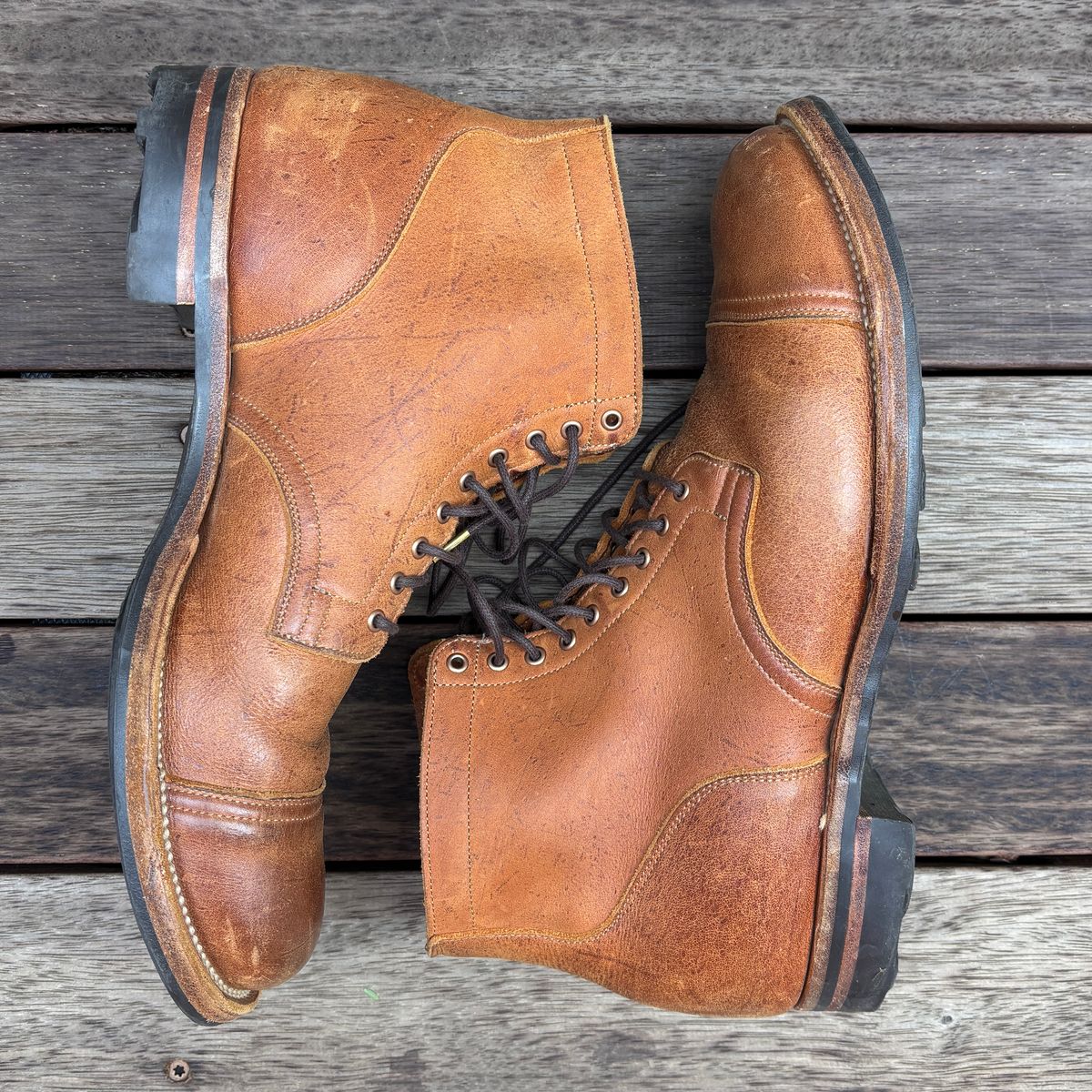 Photo by roycehamptontho on March 2, 2026 of the Viberg Service Boot in C.F Stead Nutmeg Waxed Kudu.