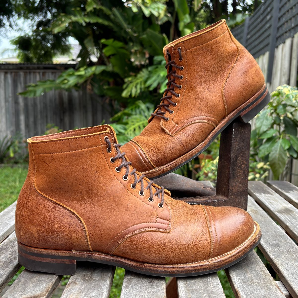 Photo by roycehamptontho on April 5, 2026 of the Viberg Service Boot in C.F Stead Nutmeg Waxed Kudu.