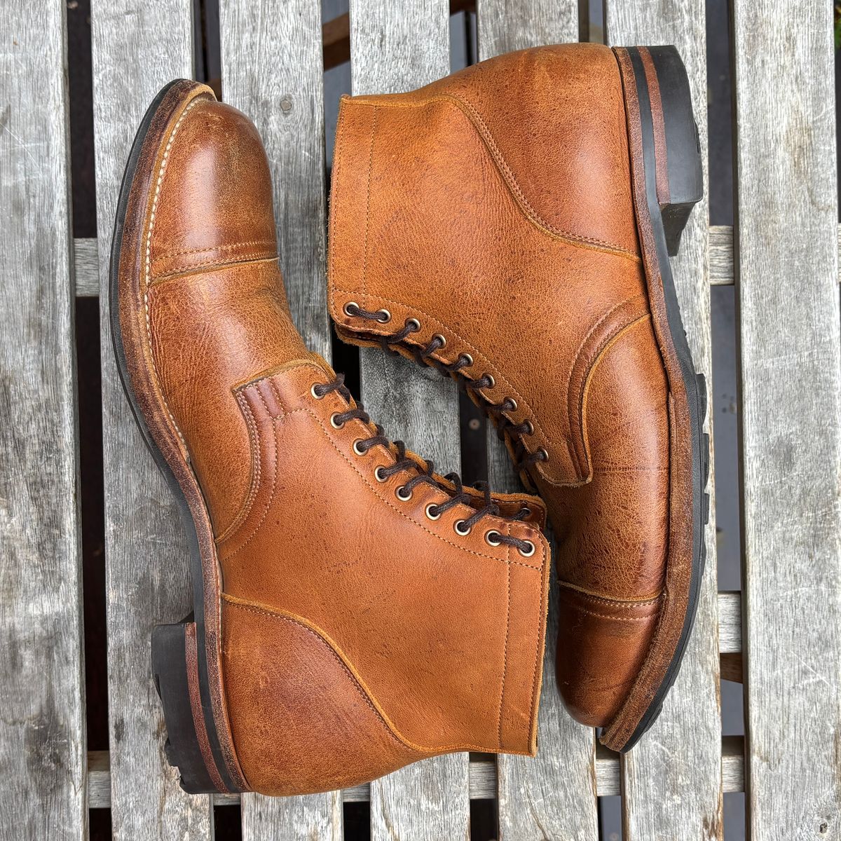 Photo by roycehamptontho on April 5, 2026 of the Viberg Service Boot in C.F Stead Nutmeg Waxed Kudu.