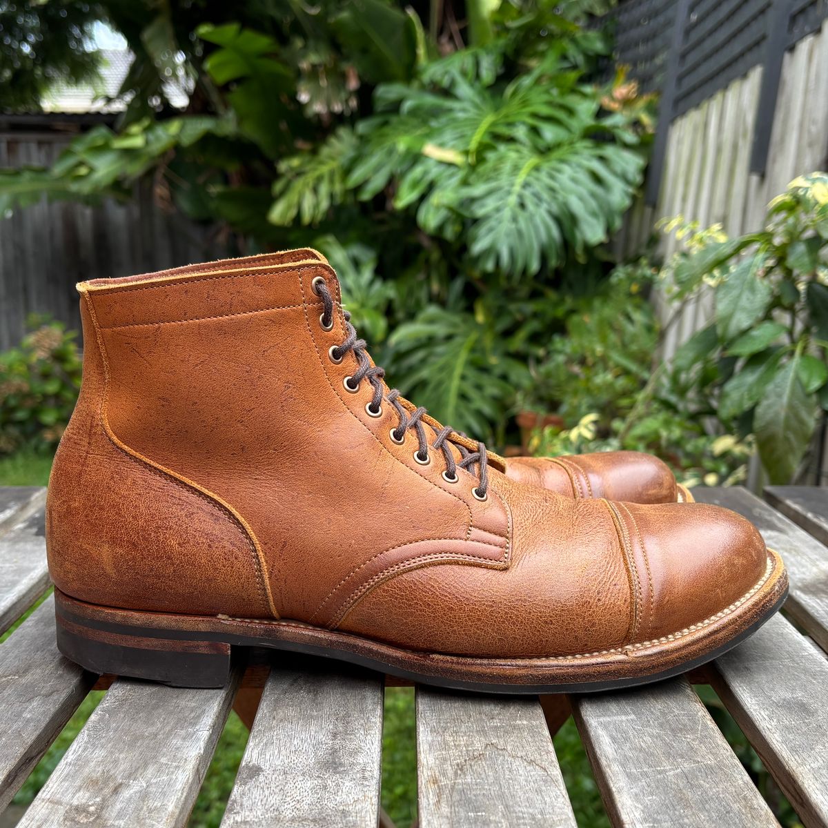 Photo by roycehamptontho on April 5, 2026 of the Viberg Service Boot in C.F Stead Nutmeg Waxed Kudu.