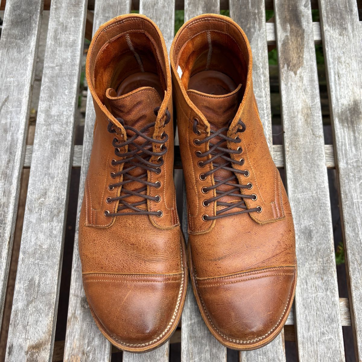 Photo by roycehamptontho on April 6, 2026 of the Viberg Service Boot in C.F Stead Nutmeg Waxed Kudu.