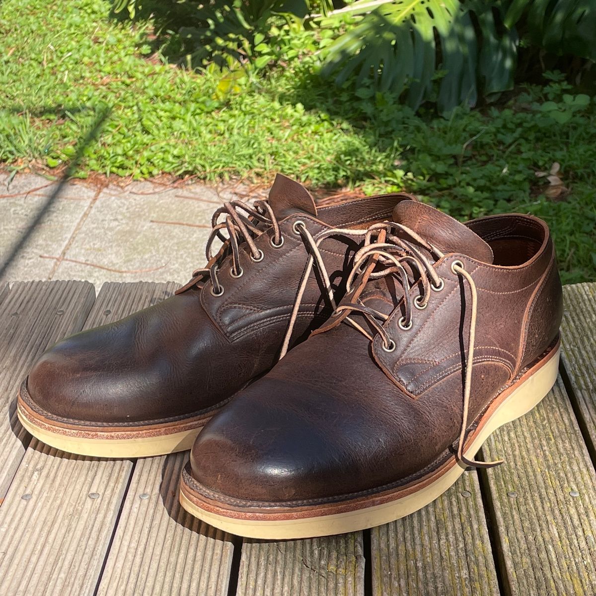 Photo by roycehamptontho on October 20, 2024 of the Viberg 145 Oxford in C.F. Stead Zulu Waxed Kudu.