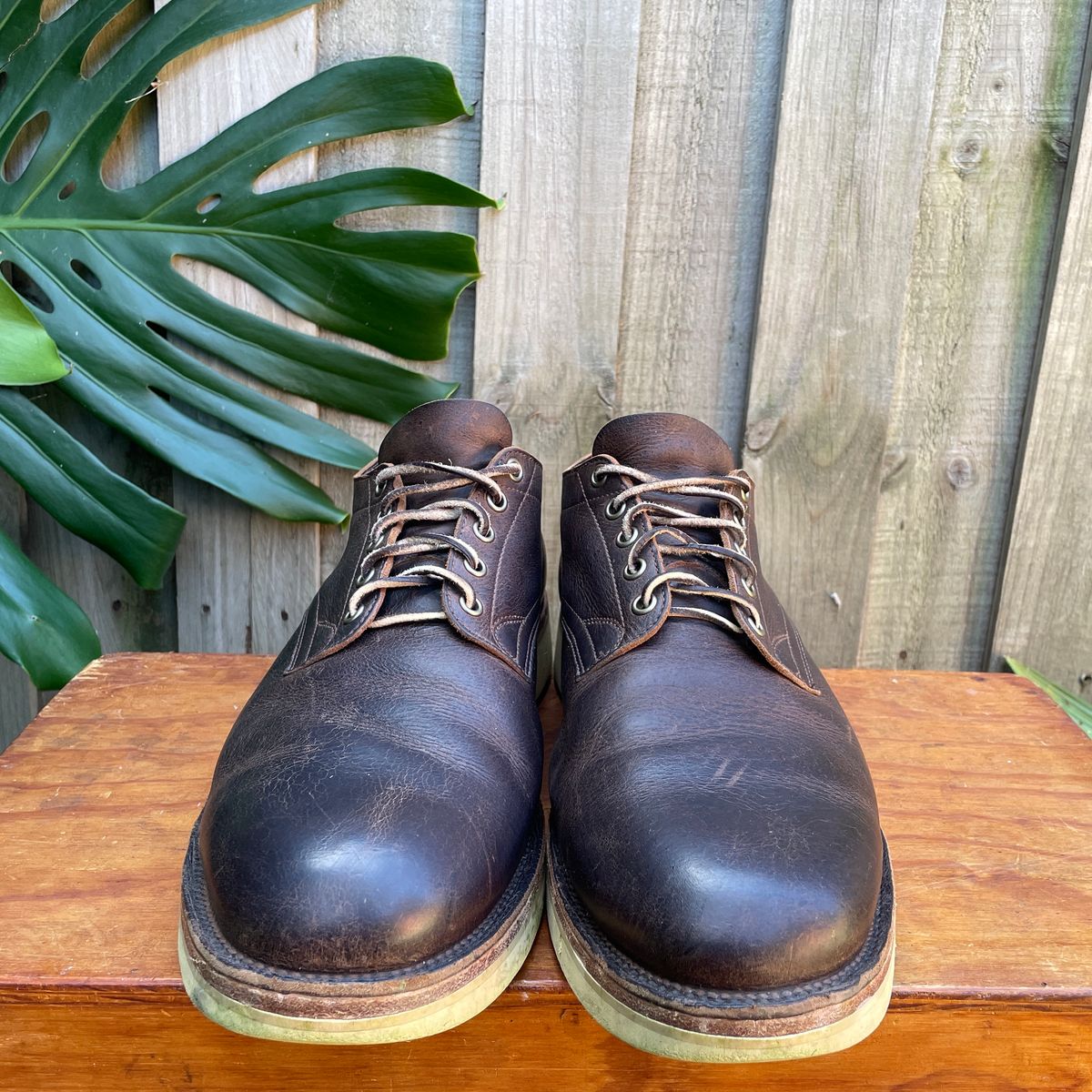 Photo by roycehamptontho on November 3, 2024 of the Viberg 145 Oxford in C.F. Stead Zulu Waxed Kudu.