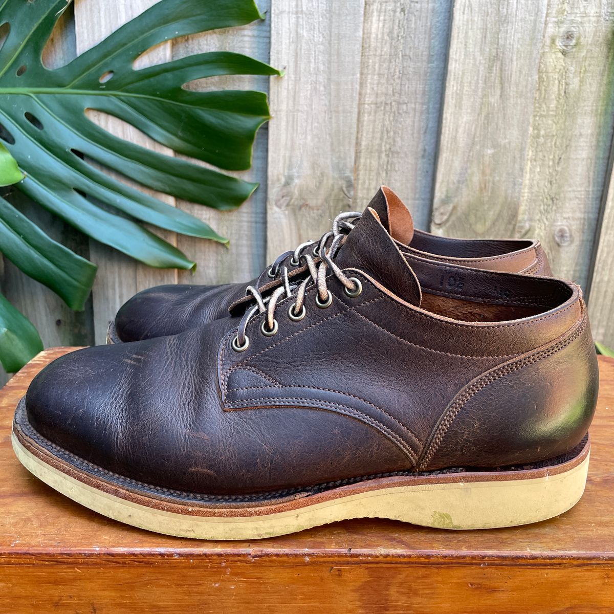 Photo by roycehamptontho on November 3, 2024 of the Viberg 145 Oxford in C.F. Stead Zulu Waxed Kudu.