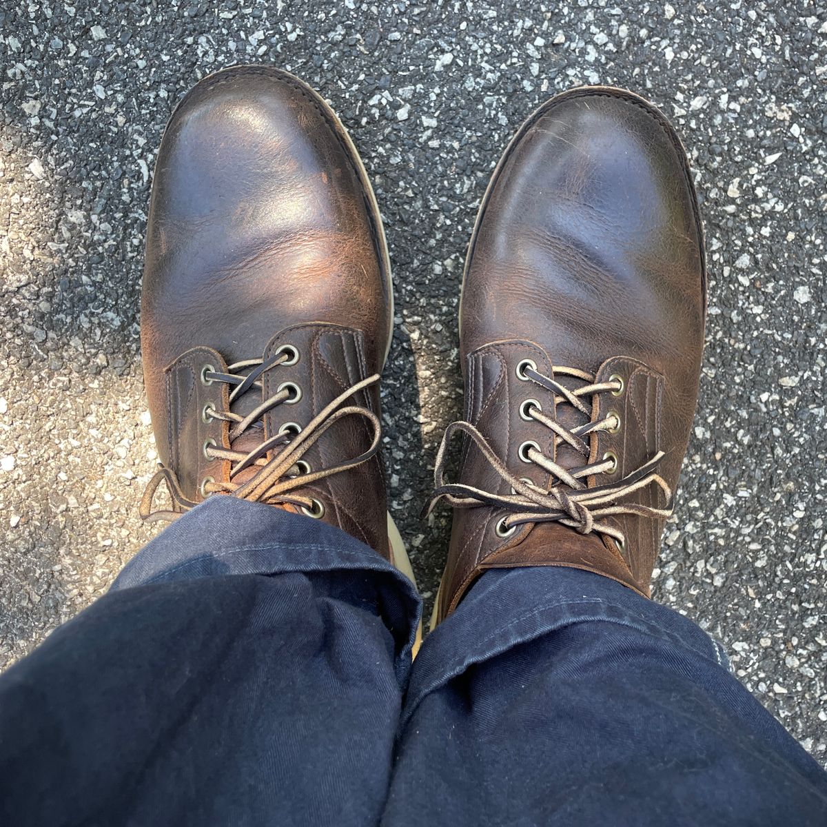 Photo by roycehamptontho on November 28, 2024 of the Viberg 145 Oxford in C.F. Stead Zulu Waxed Kudu.