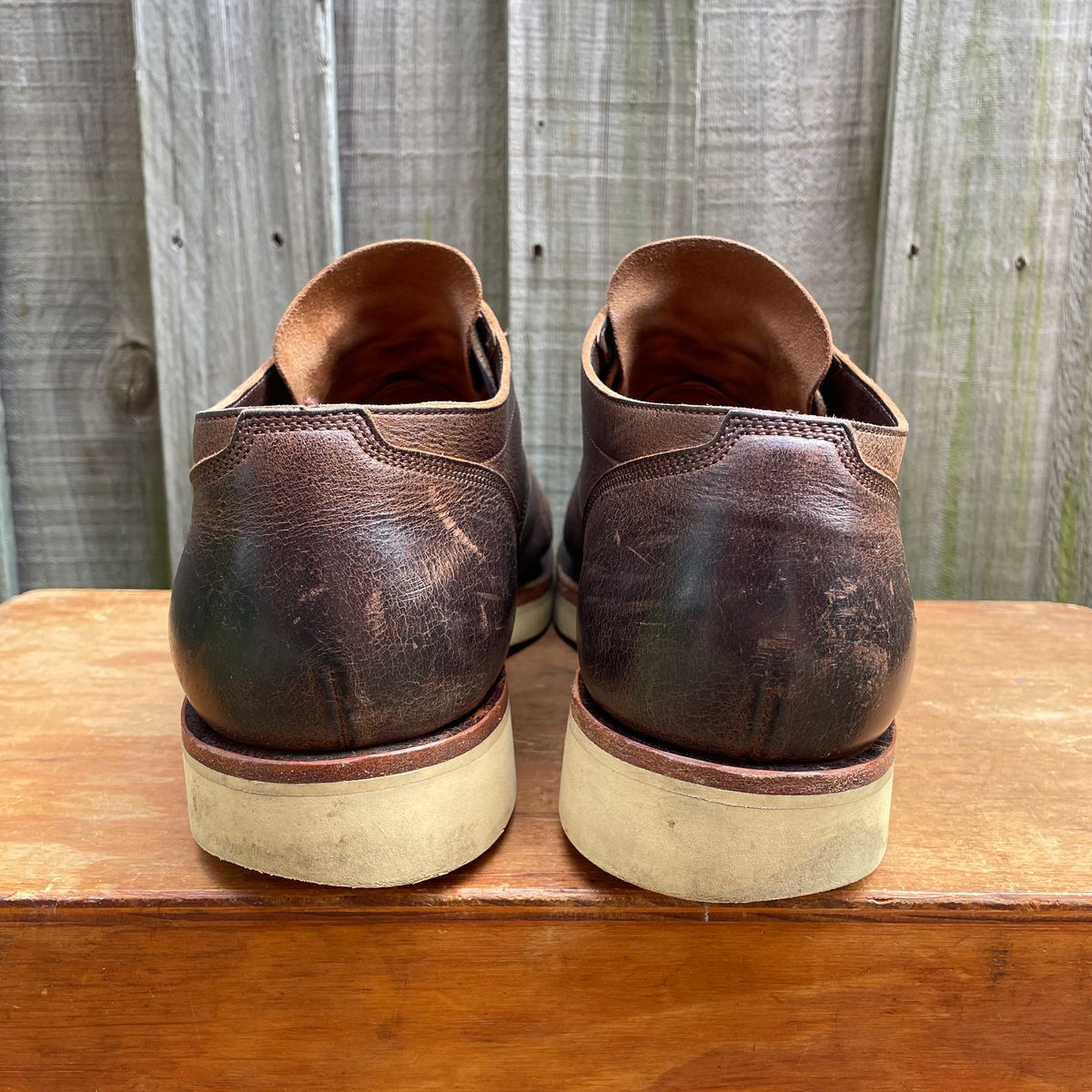 Photo by roycehamptontho on December 3, 2024 of the Viberg 145 Oxford in C.F. Stead Zulu Waxed Kudu.