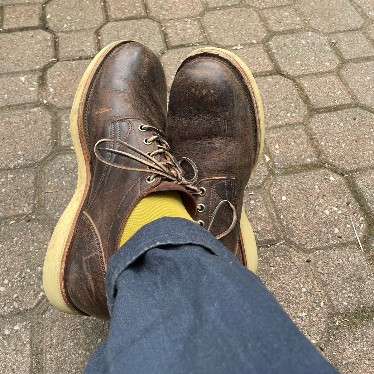 Photo by roycehamptontho on January 5, 2025 of the Viberg 145 Oxford in C.F. Stead Zulu Waxed Kudu.