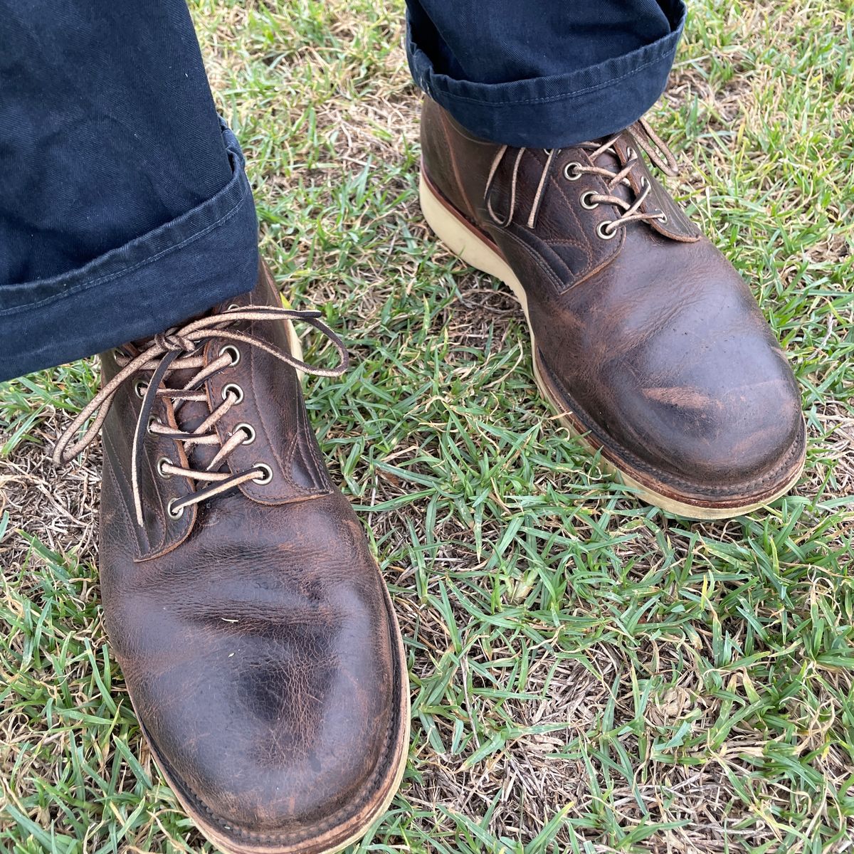 Photo by roycehamptontho on January 15, 2025 of the Viberg 145 Oxford in C.F. Stead Zulu Waxed Kudu.