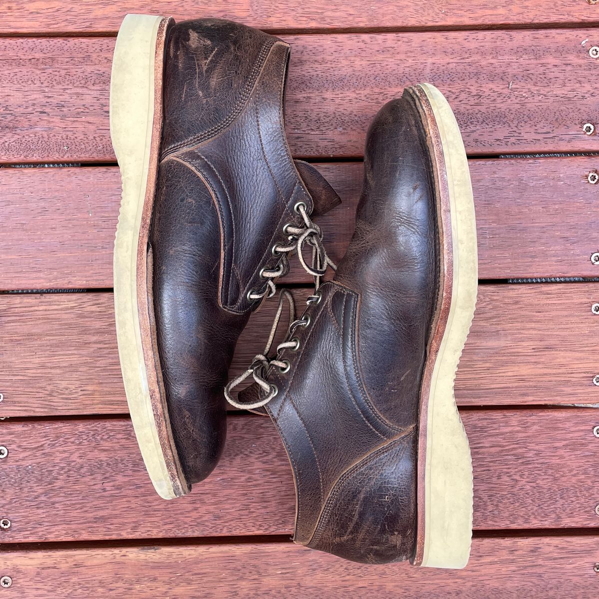 Photo by roycehamptontho on February 3, 2025 of the Viberg 145 Oxford in C.F. Stead Zulu Waxed Kudu.