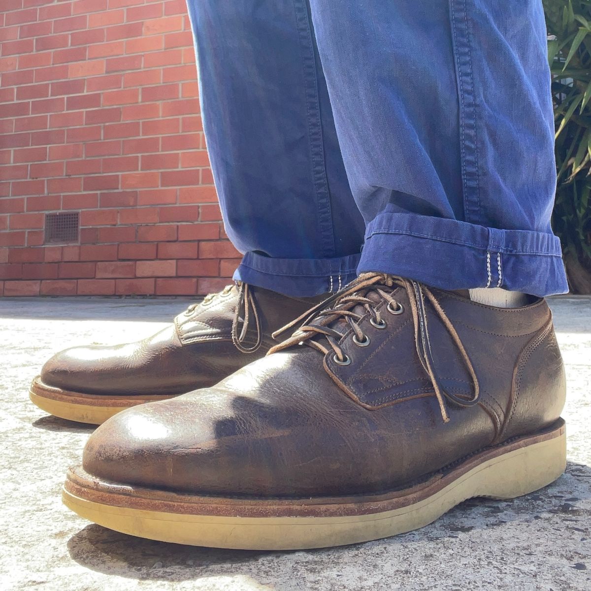 Photo by roycehamptontho on February 16, 2025 of the Viberg 145 Oxford in C.F. Stead Zulu Waxed Kudu.