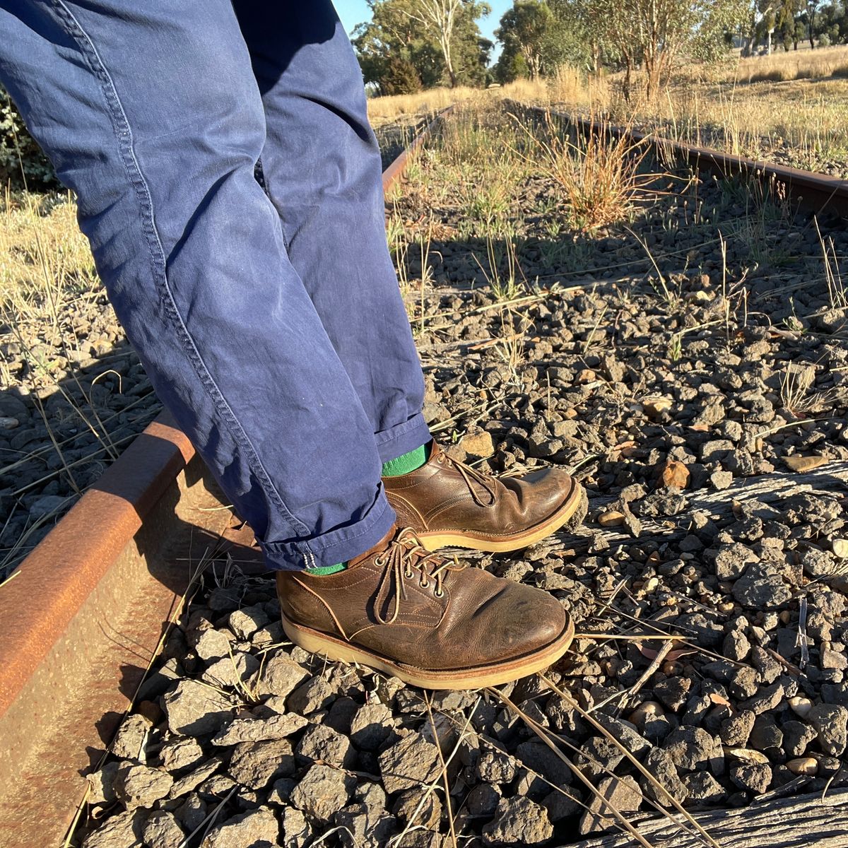 Photo by roycehamptontho on February 28, 2025 of the Viberg 145 Oxford in C.F. Stead Zulu Waxed Kudu.