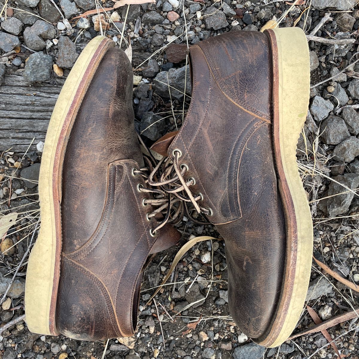 Photo by roycehamptontho on March 1, 2025 of the Viberg 145 Oxford in C.F. Stead Zulu Waxed Kudu.