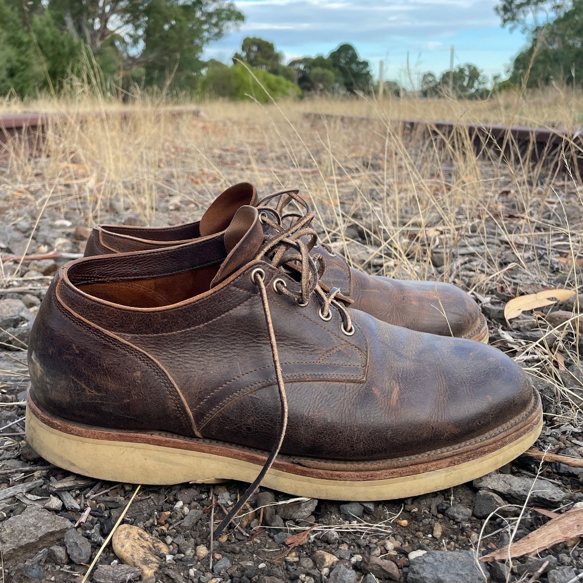 Photo by roycehamptontho on March 1, 2025 of the Viberg 145 Oxford in C.F. Stead Zulu Waxed Kudu.
