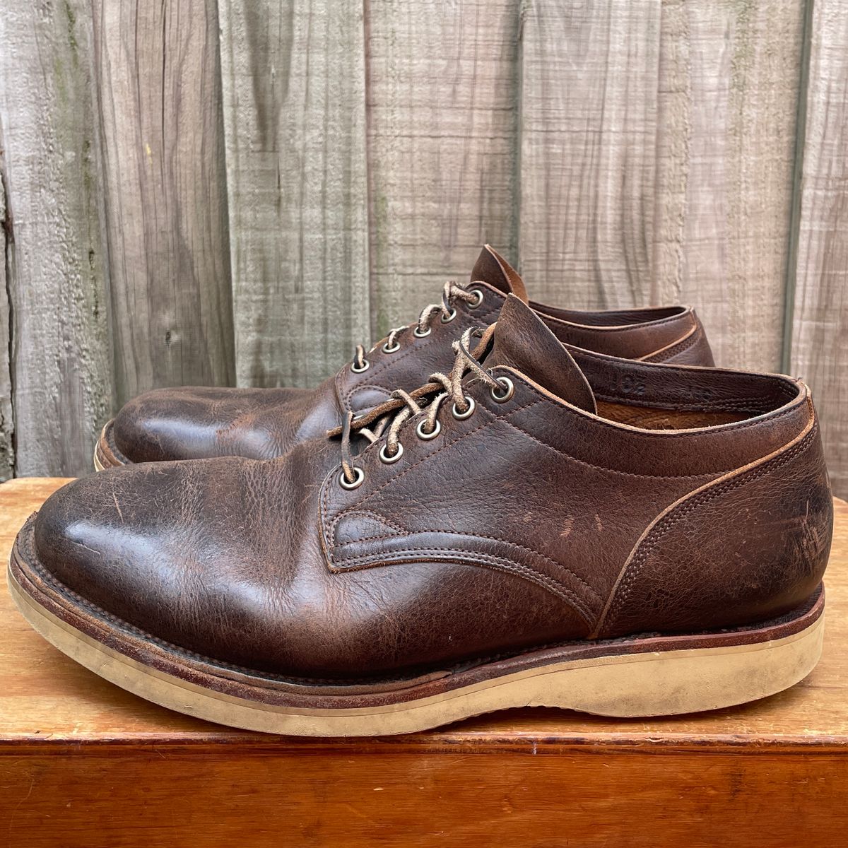 Photo by roycehamptontho on April 6, 2025 of the Viberg 145 Oxford in C.F. Stead Zulu Waxed Kudu.