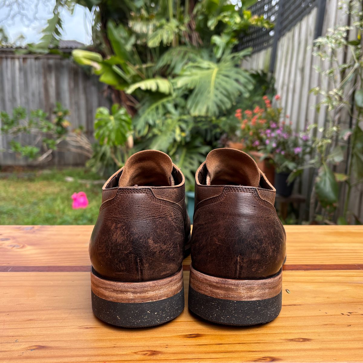 Photo by roycehamptontho on October 2, 2025 of the Viberg 145 Oxford in C.F. Stead Zulu Waxed Kudu.