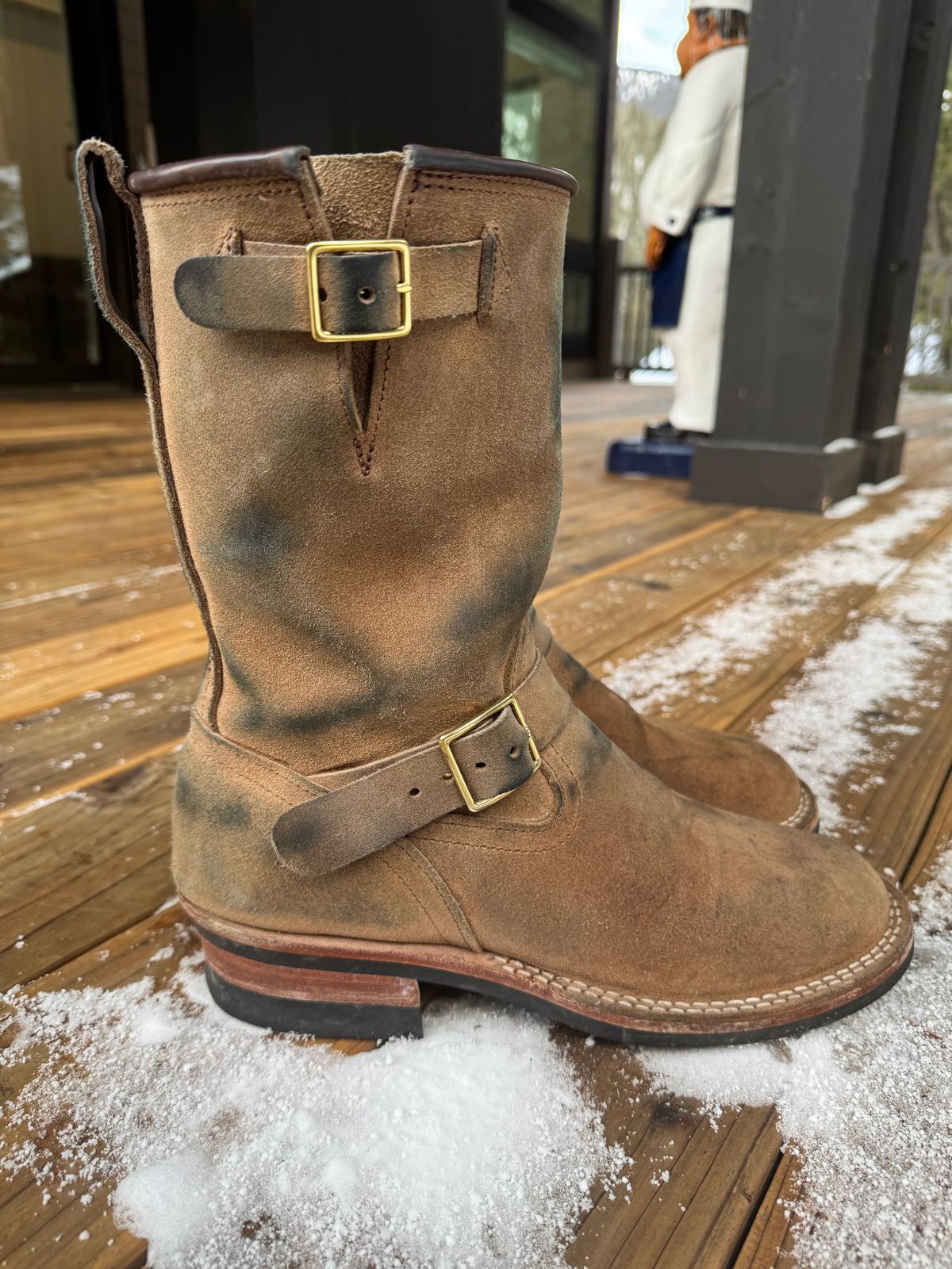 Photo by sfiegi on December 2, 2025 of the Nicks Brakeman in Horween Brown Chromexcel Roughout.