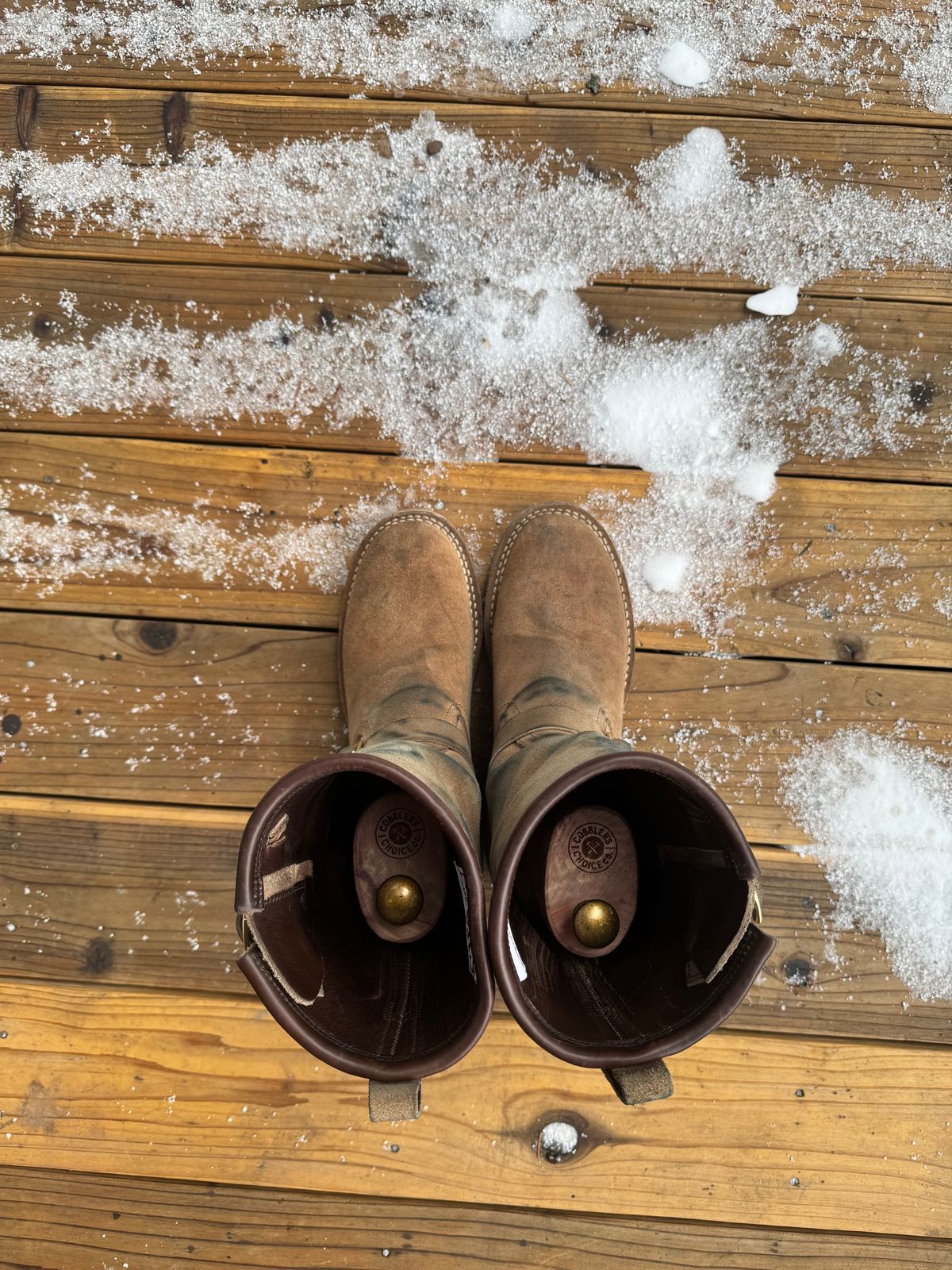 Photo by sfiegi on December 2, 2025 of the Nicks Brakeman in Horween Brown Chromexcel Roughout.