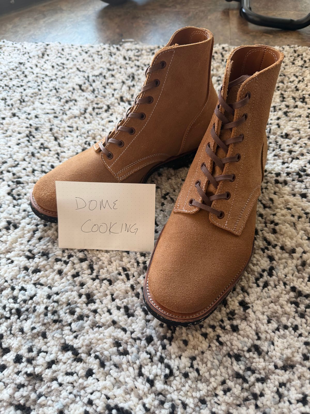 Photo by dncnexus on November 2, 2025 of the Clinch Yeager Boots in Wickett & Craig White Latigo Roughout.