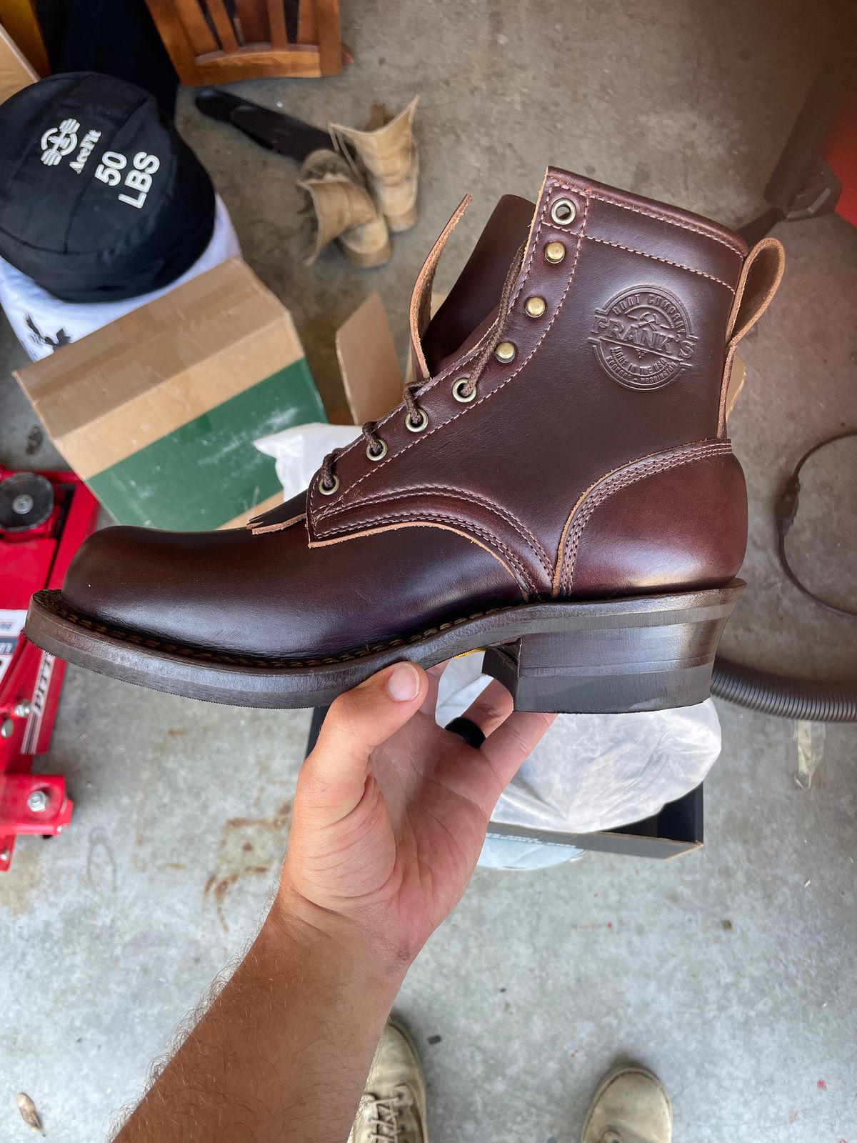 Photo by LeihMeAlone on May 21, 2026 of the Frank's Boots Wilshire in Seidel Brown Double Shot.