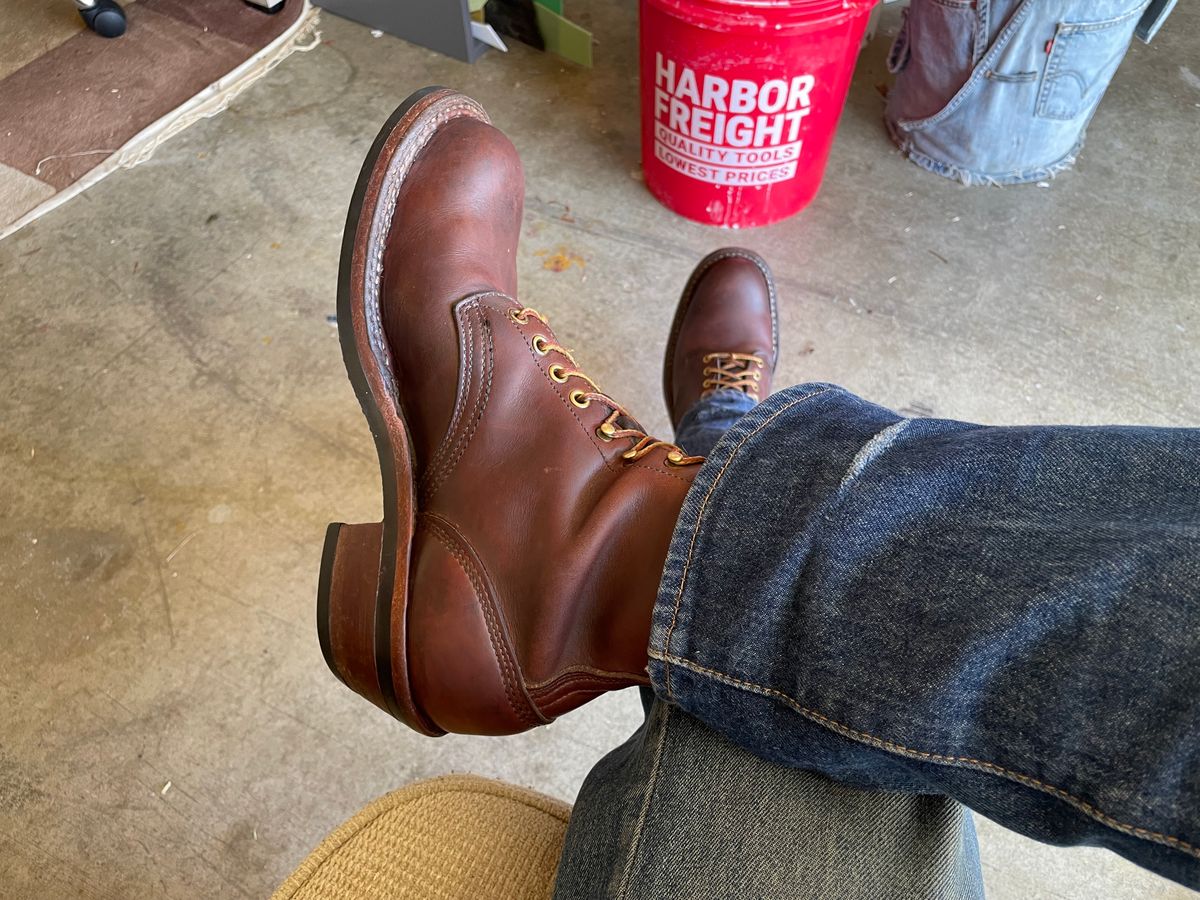 Photo by LeihMeAlone on March 21, 2025 of the White's Packer in Seidel Red Dog Oil Tan.