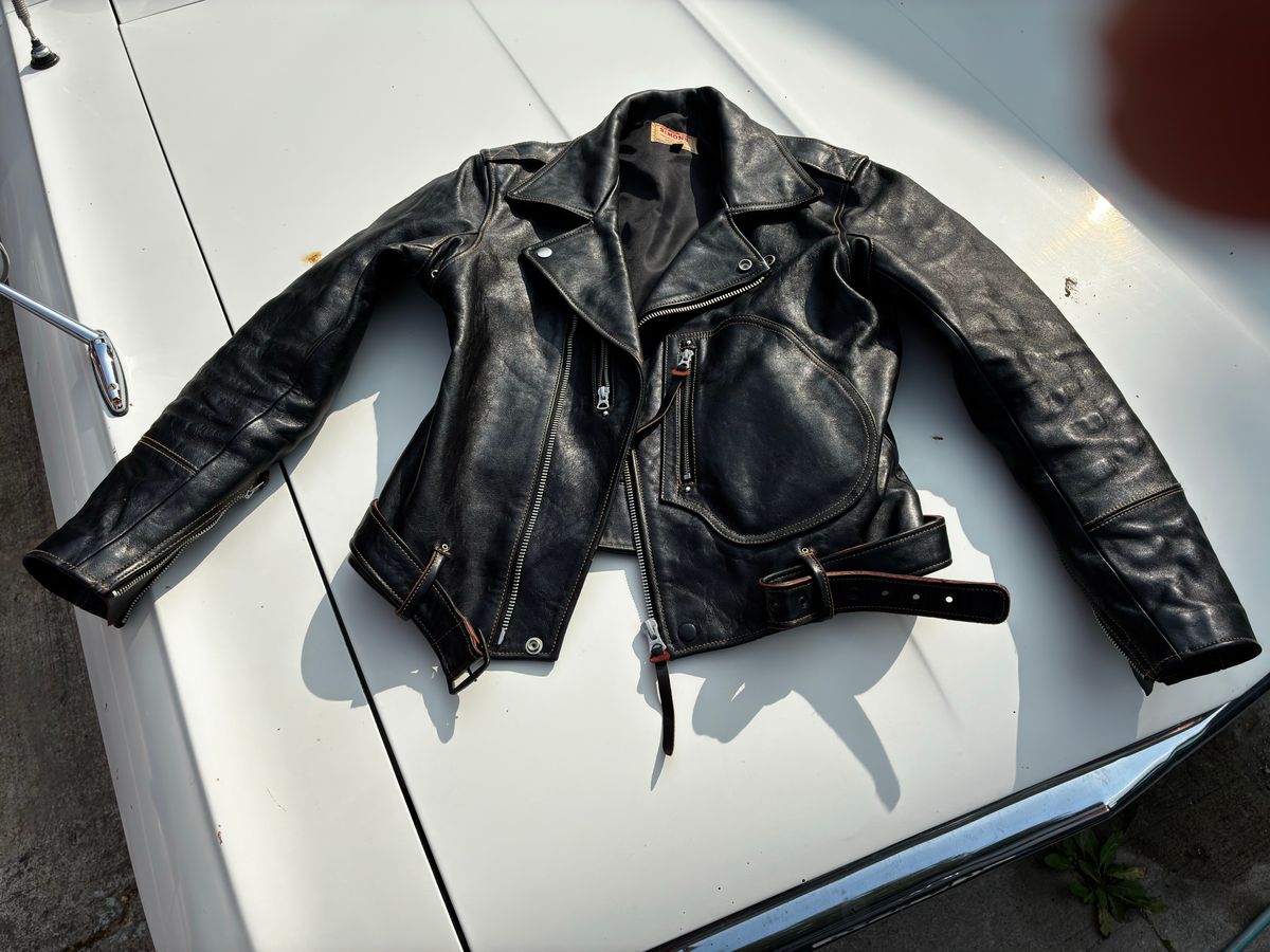 Photo by NCF on August 9, 2025 of the Simons (Shanghai) Leather togs in Polish Teacore Horsehide.