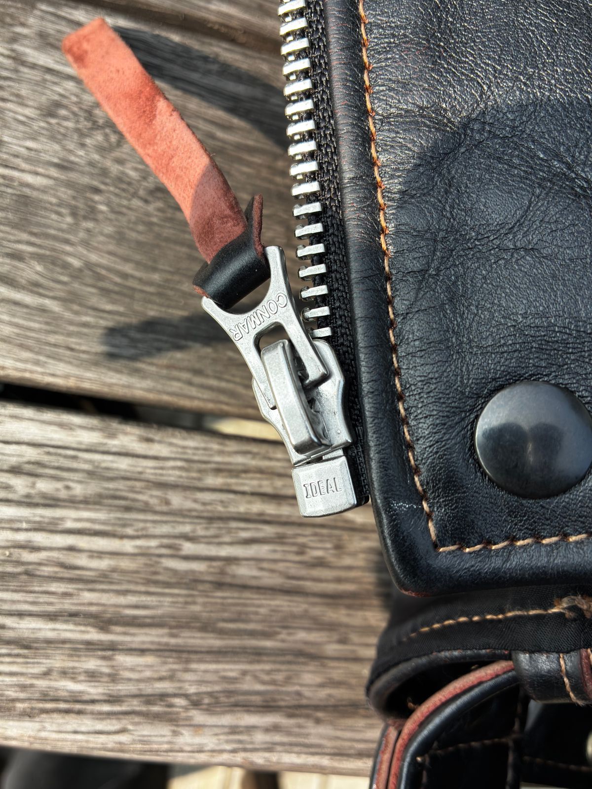 Photo by NCF on August 9, 2025 of the Simons (Shanghai) Leather togs in Polish Teacore Horsehide.