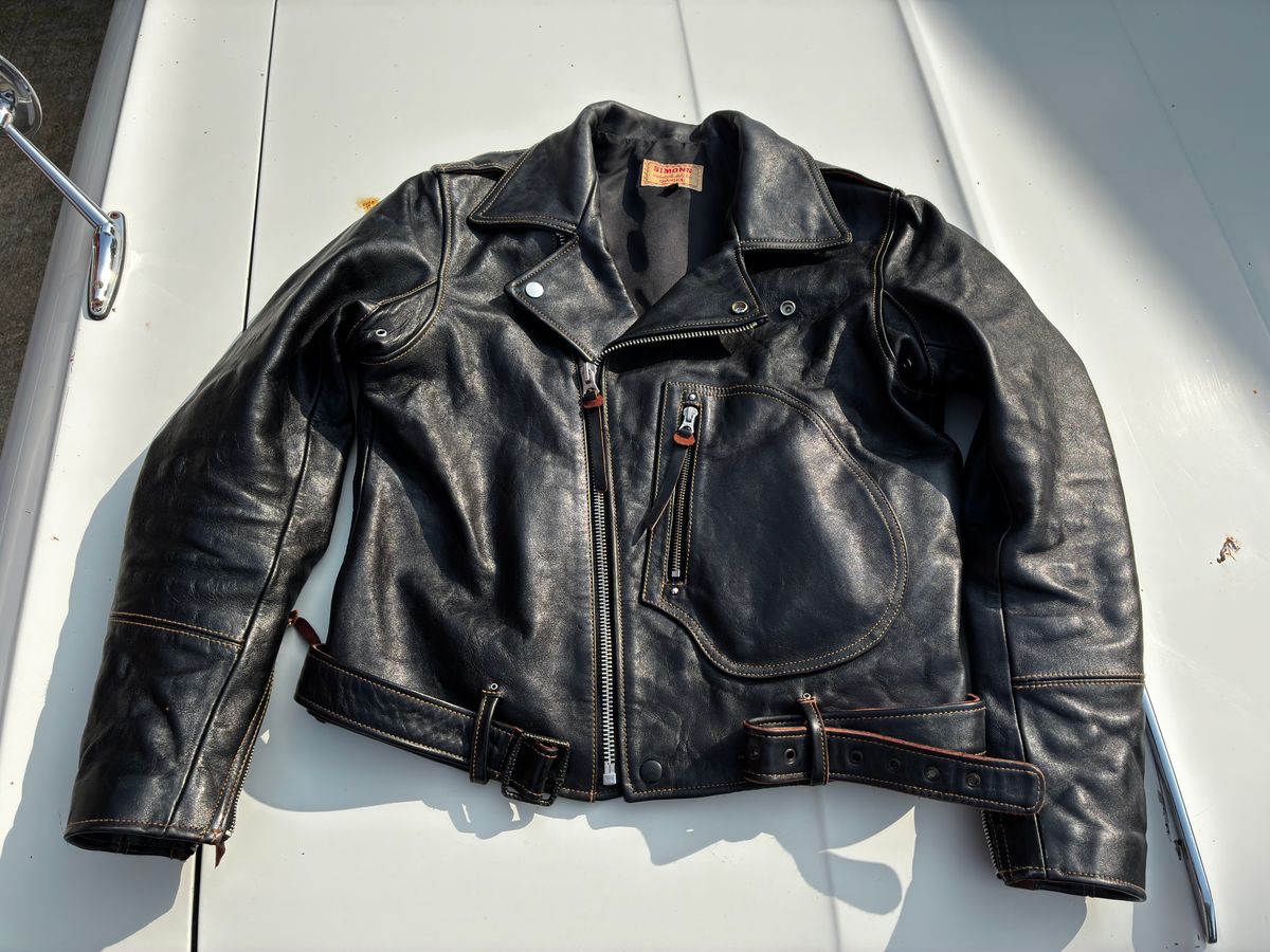 Photo by NCF on August 9, 2025 of the Simons (Shanghai) Leather togs in Polish Teacore Horsehide.