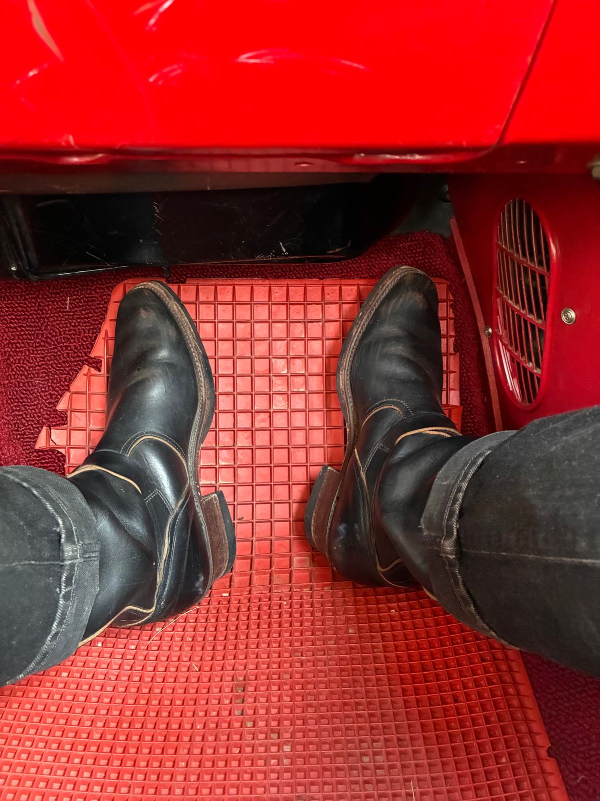 Photo by NCF on July 10, 2025 of the Bright Shoemakers Vulture in Horween Black Teacore Chromexcel.