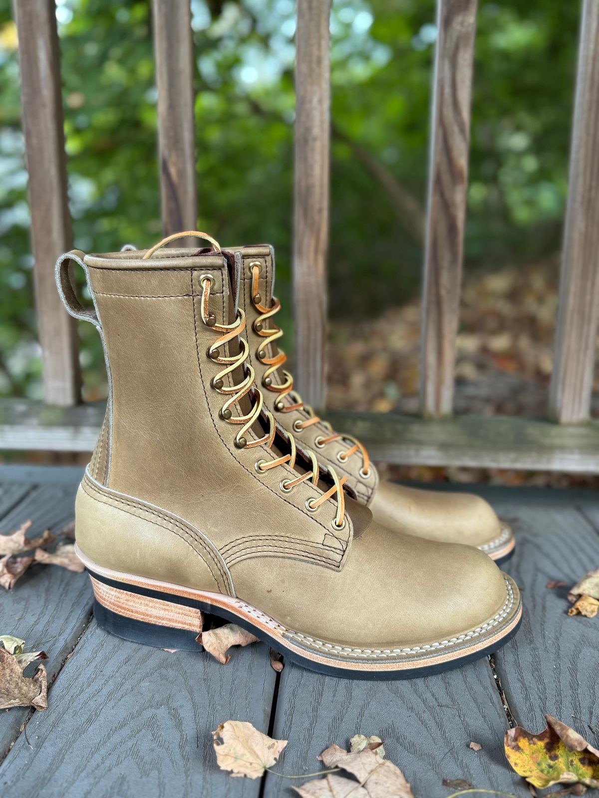 Photo by PublicVanilla7328 on October 1, 2025 of the NICKS BOOTS Ranger in Horweens Sage Chromepak.