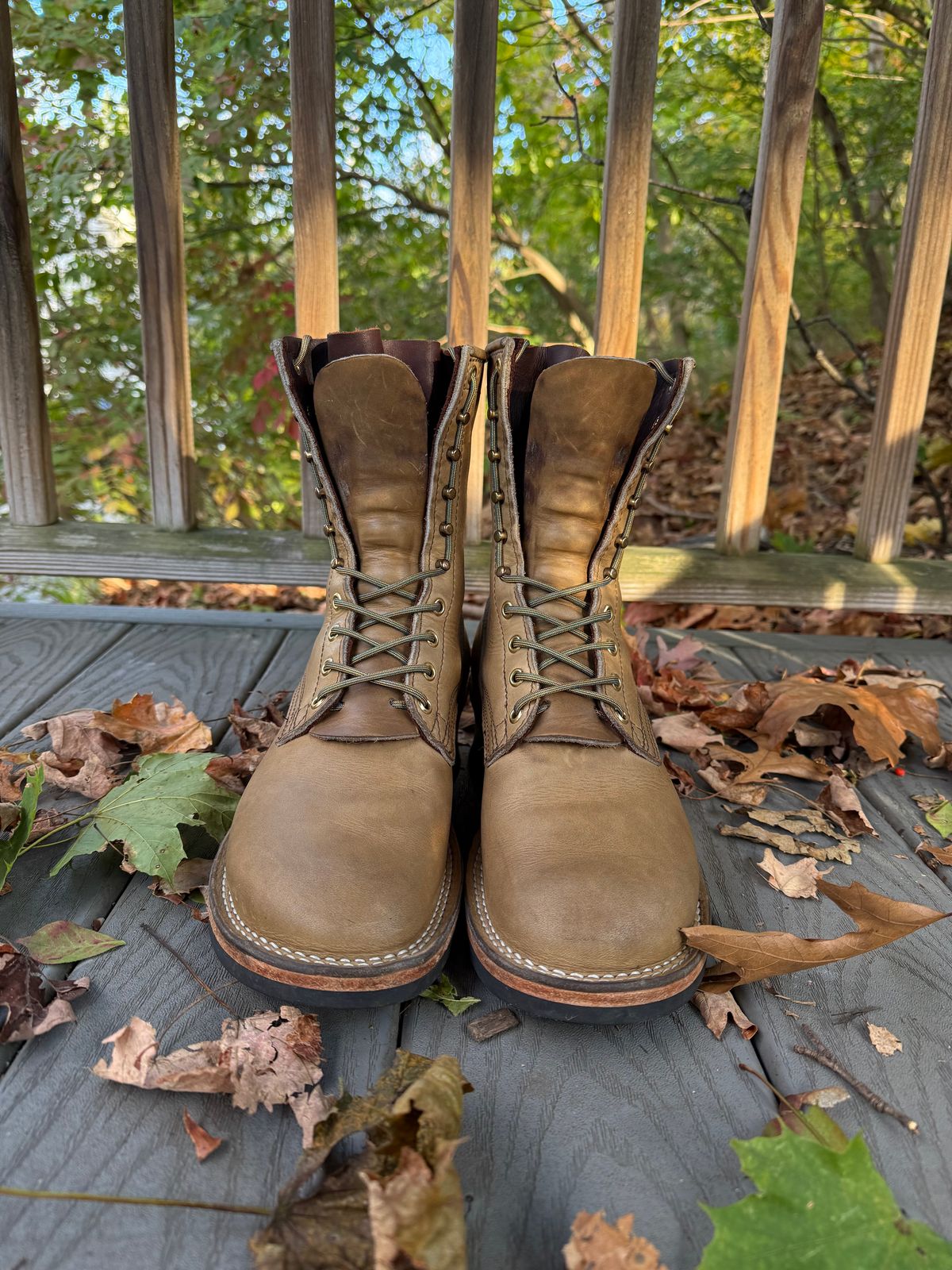 Photo by PublicVanilla7328 on November 1, 2025 of the NICKS BOOTS Ranger in Horweens Sage Chromepak.