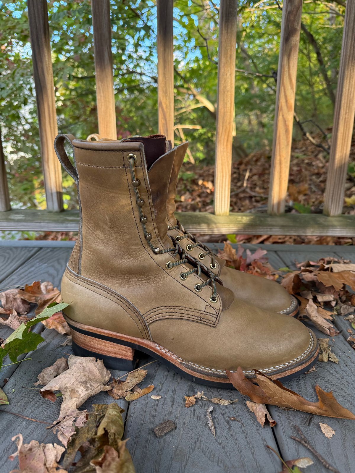 Photo by PublicVanilla7328 on November 1, 2025 of the NICKS BOOTS Ranger in Horweens Sage Chromepak.