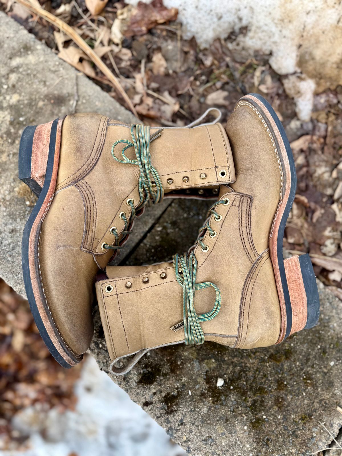 Photo by PublicVanilla7328 on March 1, 2026 of the NICKS BOOTS Ranger in Horweens Sage Chromepak.
