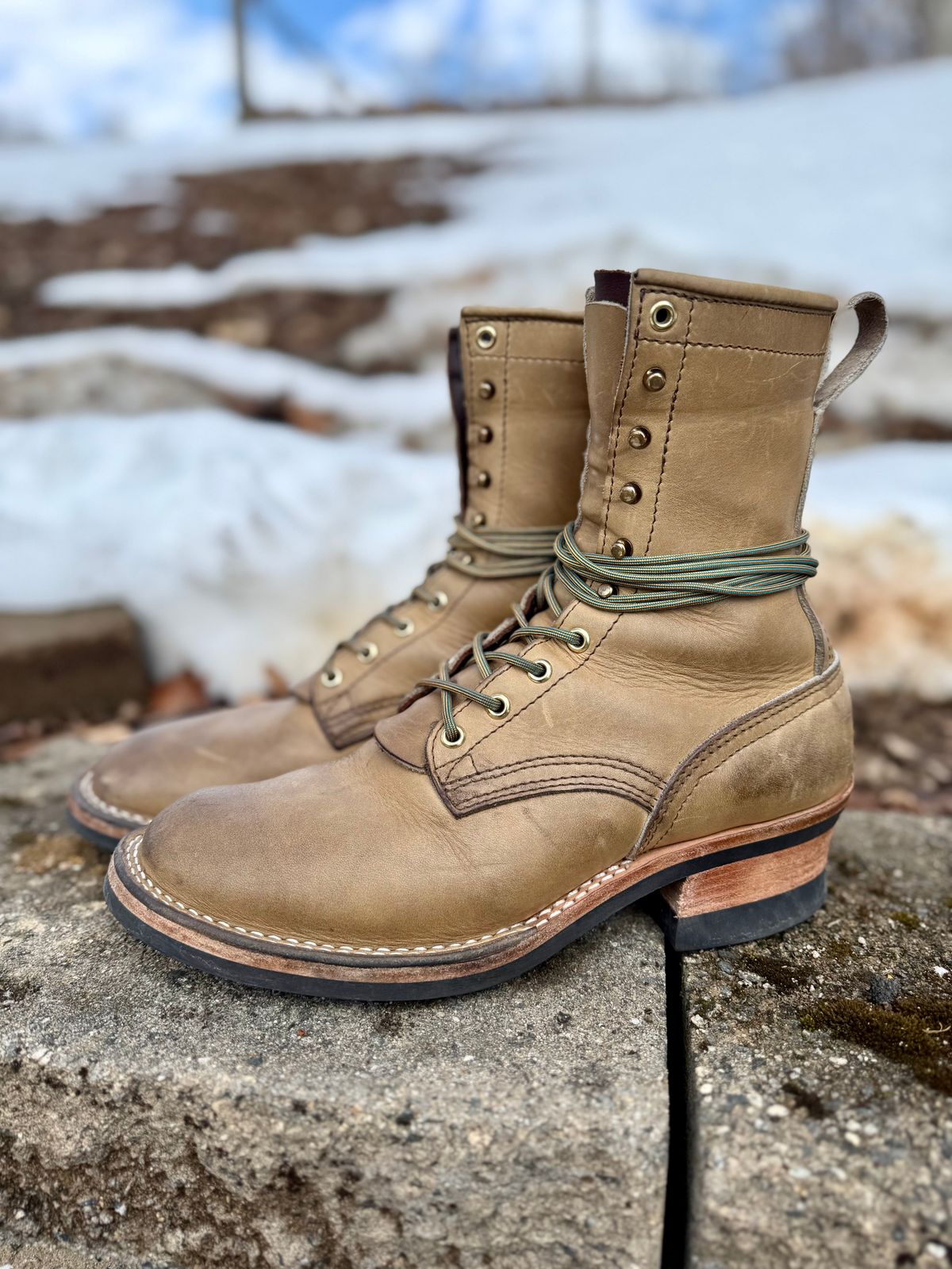 Photo by PublicVanilla7328 on March 1, 2026 of the NICKS BOOTS Ranger in Horweens Sage Chromepak.