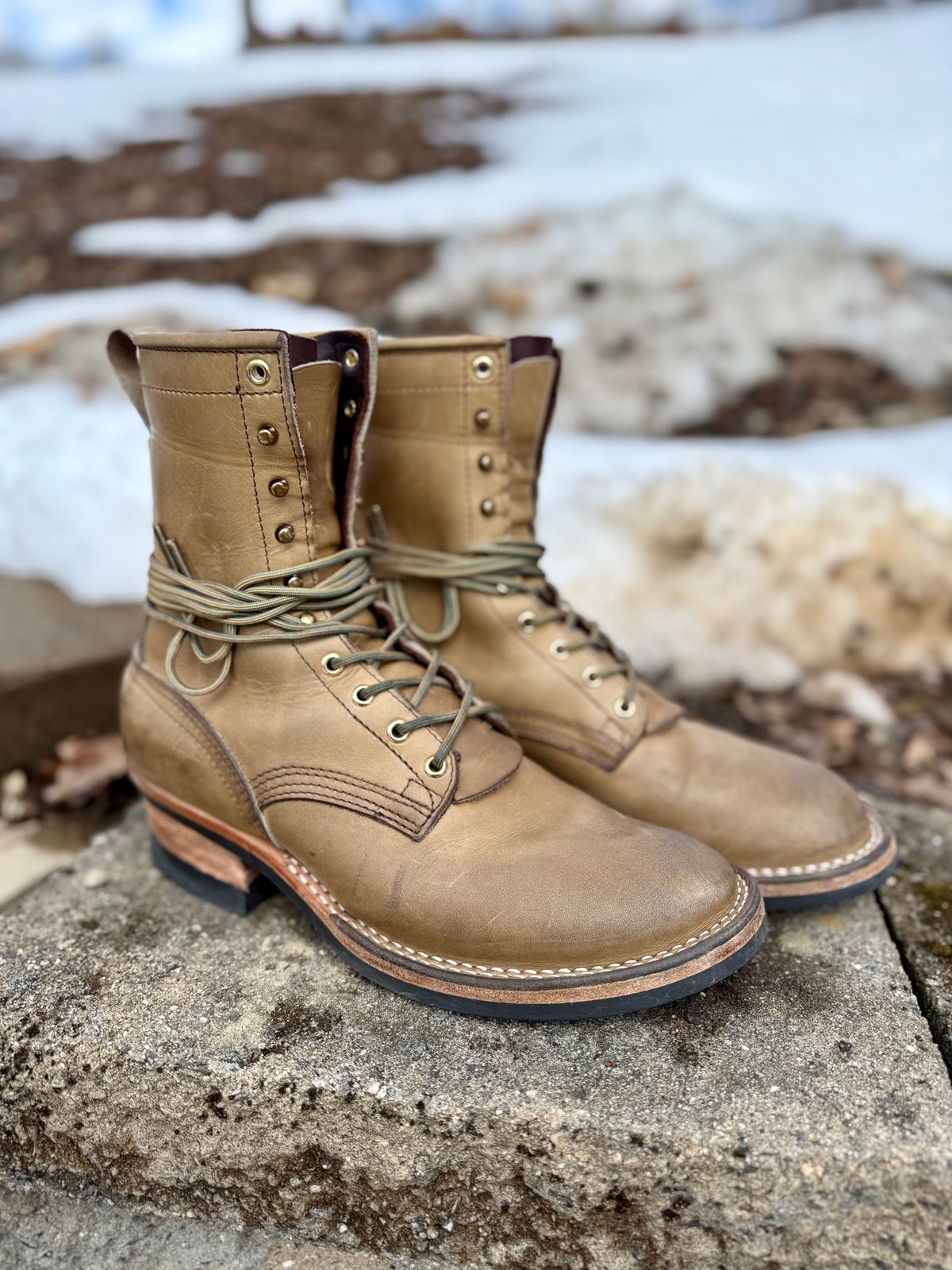 Photo by PublicVanilla7328 on March 1, 2026 of the NICKS BOOTS Ranger in Horweens Sage Chromepak.