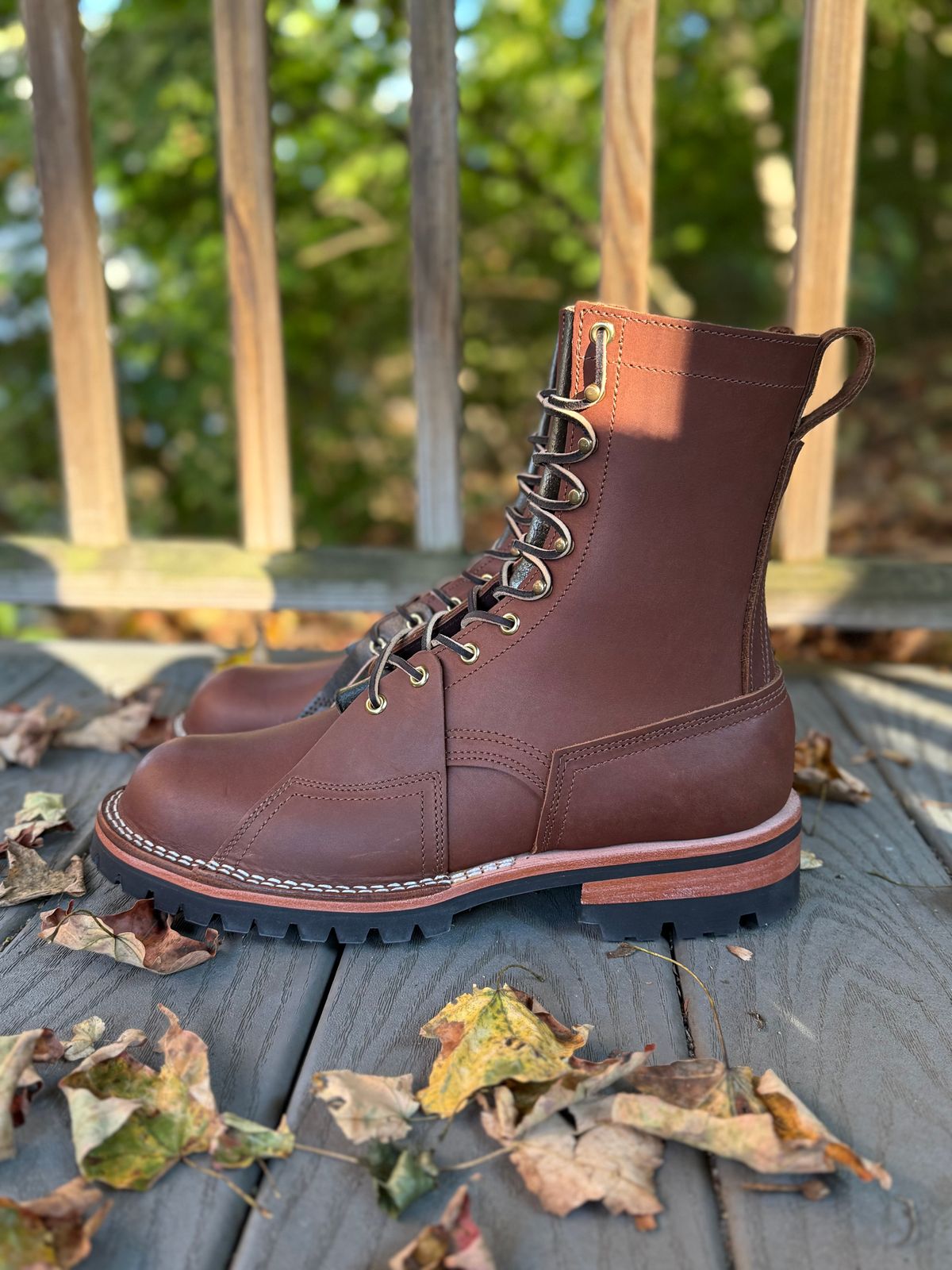 Photo by PublicVanilla7328 on October 1, 2025 of the Nicks Handmade Boots Nicks X Rose Anvil ND2 in 1964 Brown/Brown Waxed Flesh.