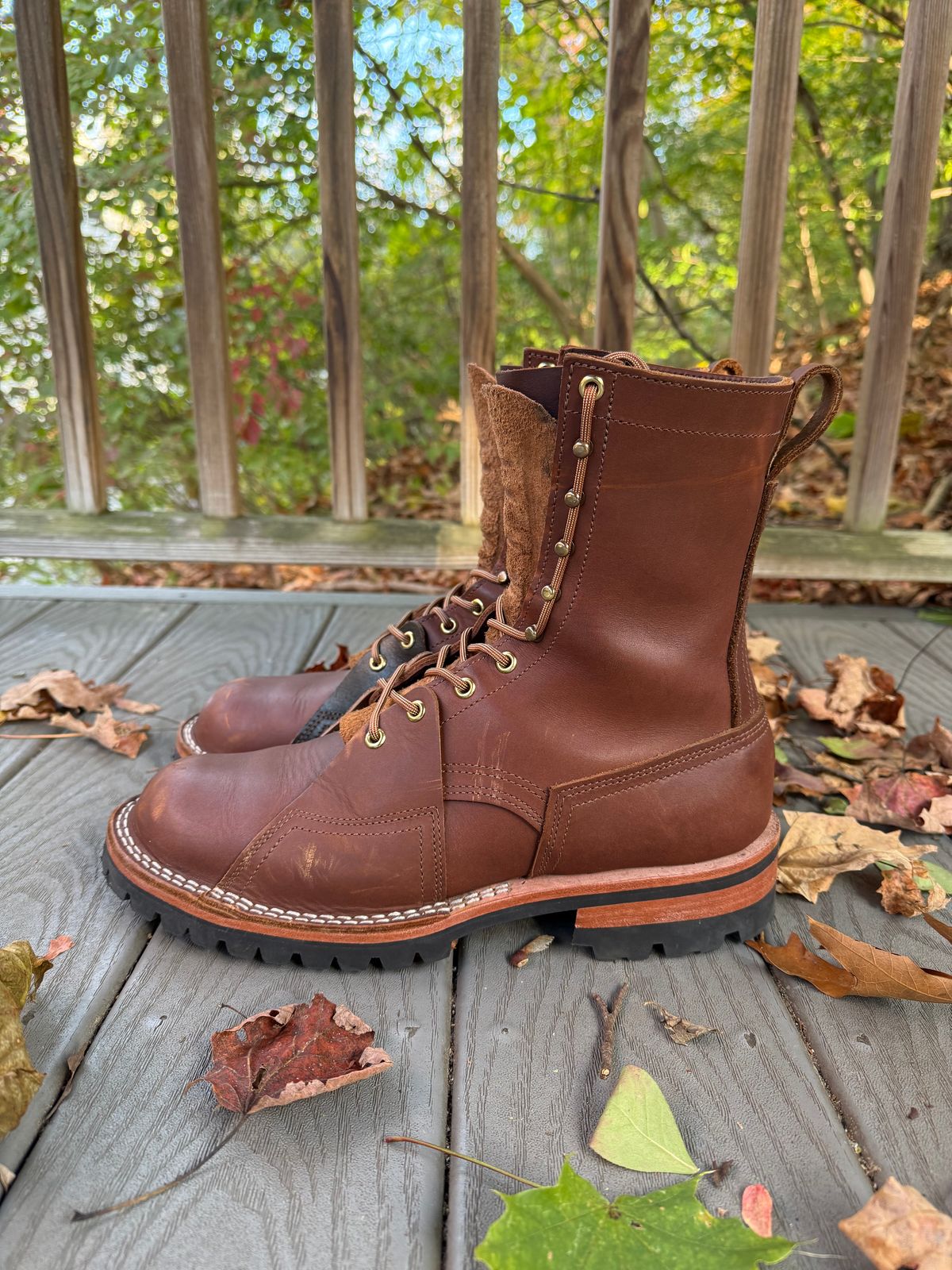 Photo by PublicVanilla7328 on November 1, 2025 of the Nicks Handmade Boots Nicks X Rose Anvil ND2 in 1964 Brown/Brown Waxed Flesh.