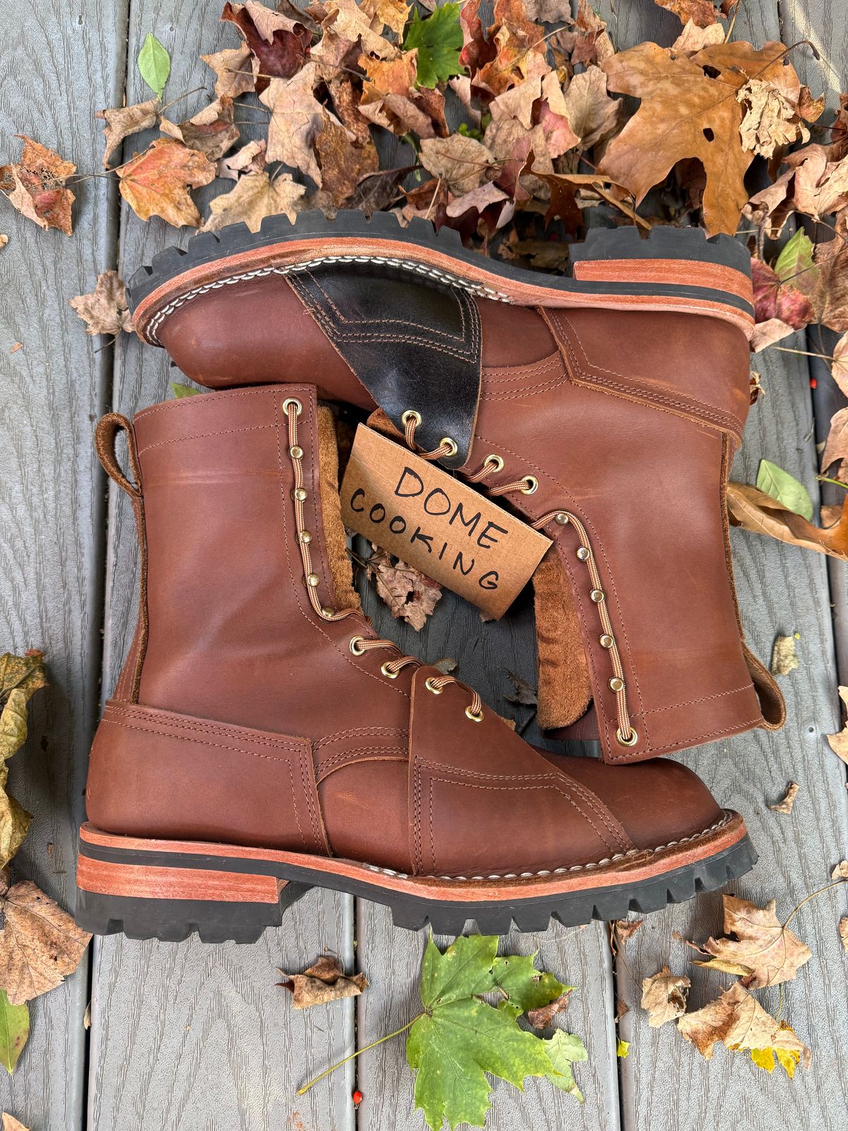 Photo by PublicVanilla7328 on November 1, 2025 of the Nicks Handmade Boots Nicks X Rose Anvil ND2 in 1964 Brown/Brown Waxed Flesh.