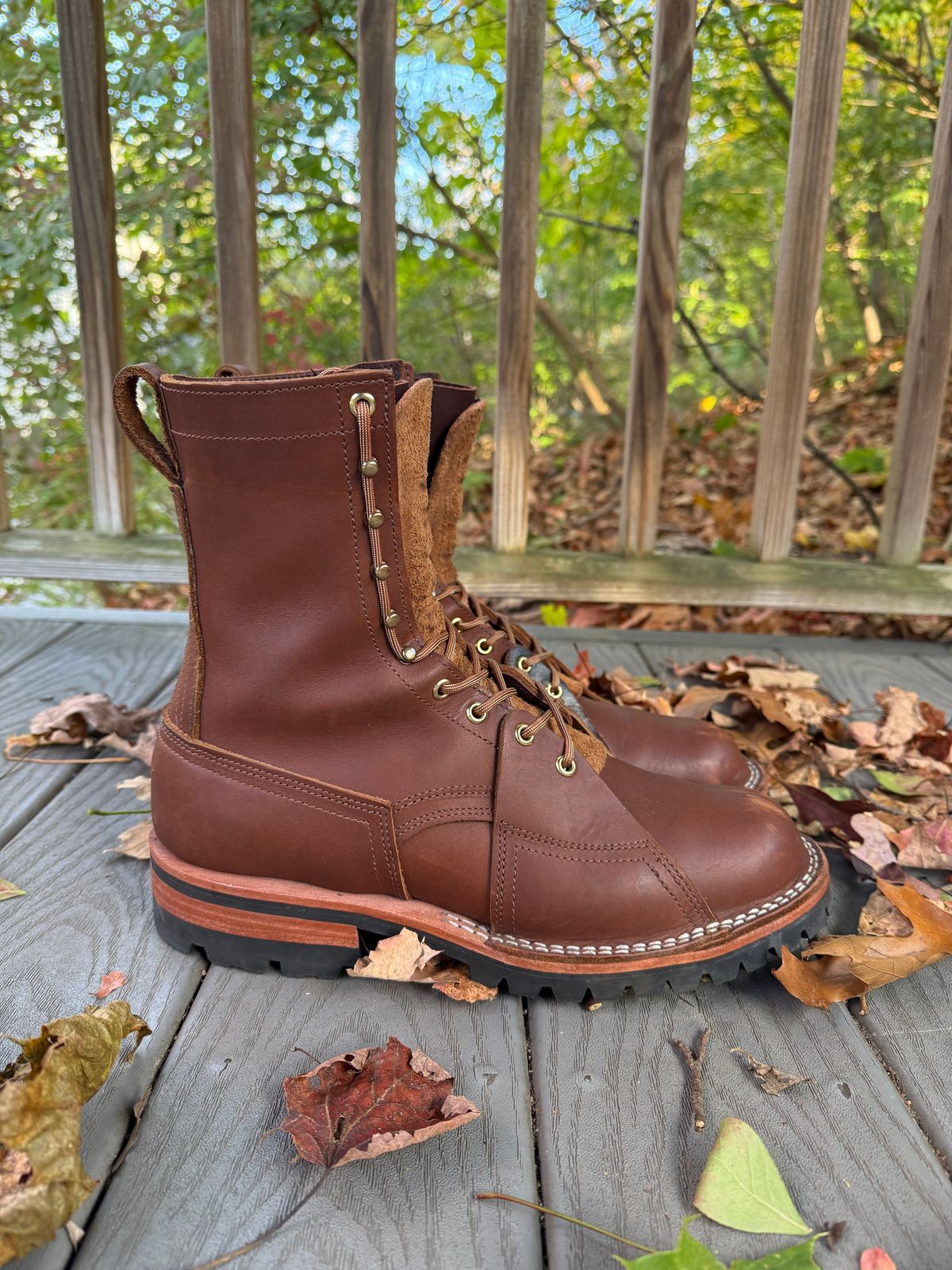 Photo by PublicVanilla7328 on November 1, 2025 of the Nicks Handmade Boots Nicks X Rose Anvil ND2 in 1964 Brown/Brown Waxed Flesh.