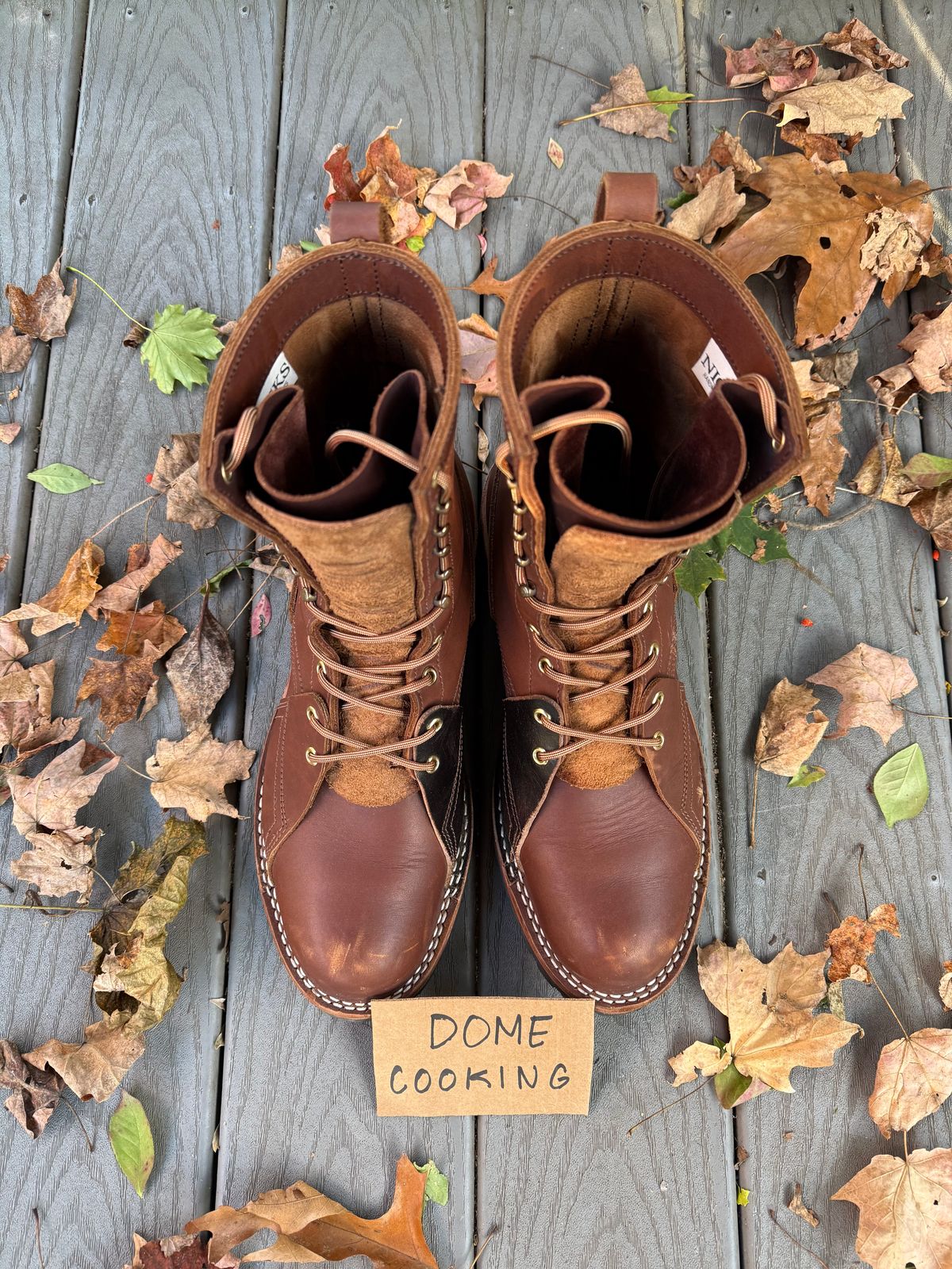 Photo by PublicVanilla7328 on November 1, 2025 of the Nicks Handmade Boots Nicks X Rose Anvil ND2 in 1964 Brown/Brown Waxed Flesh.